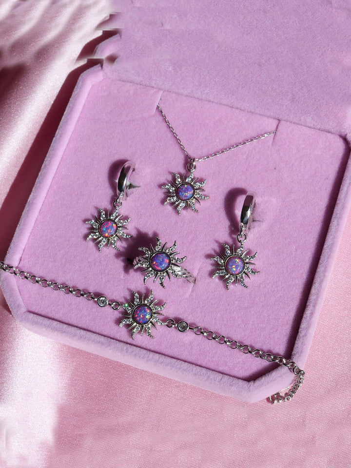 Retro dopaminový sluneční náhrdelník s opálovým přívěskem s opálovým náhrdelníkem náušnice