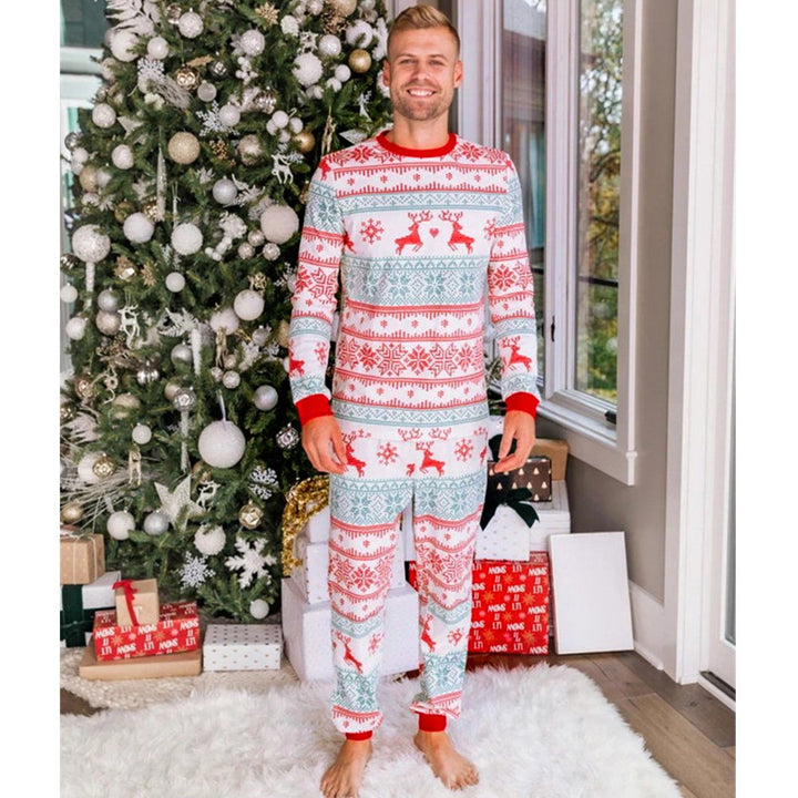 Set pigiama coordinato per famiglia con cervo natalizio e fiocco di neve