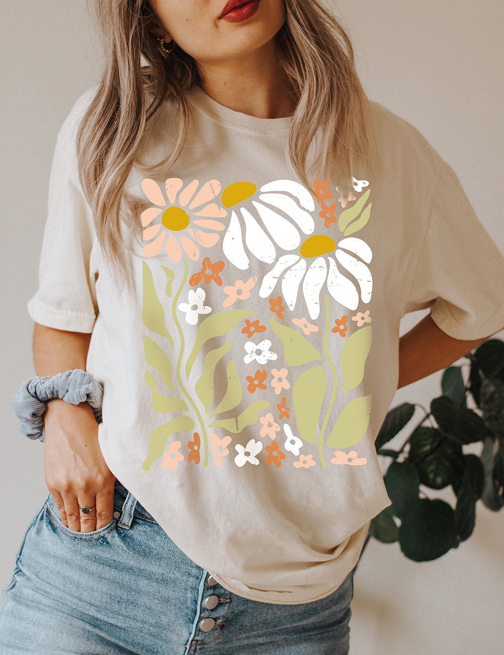 自然野花花卉基本款 T 恤