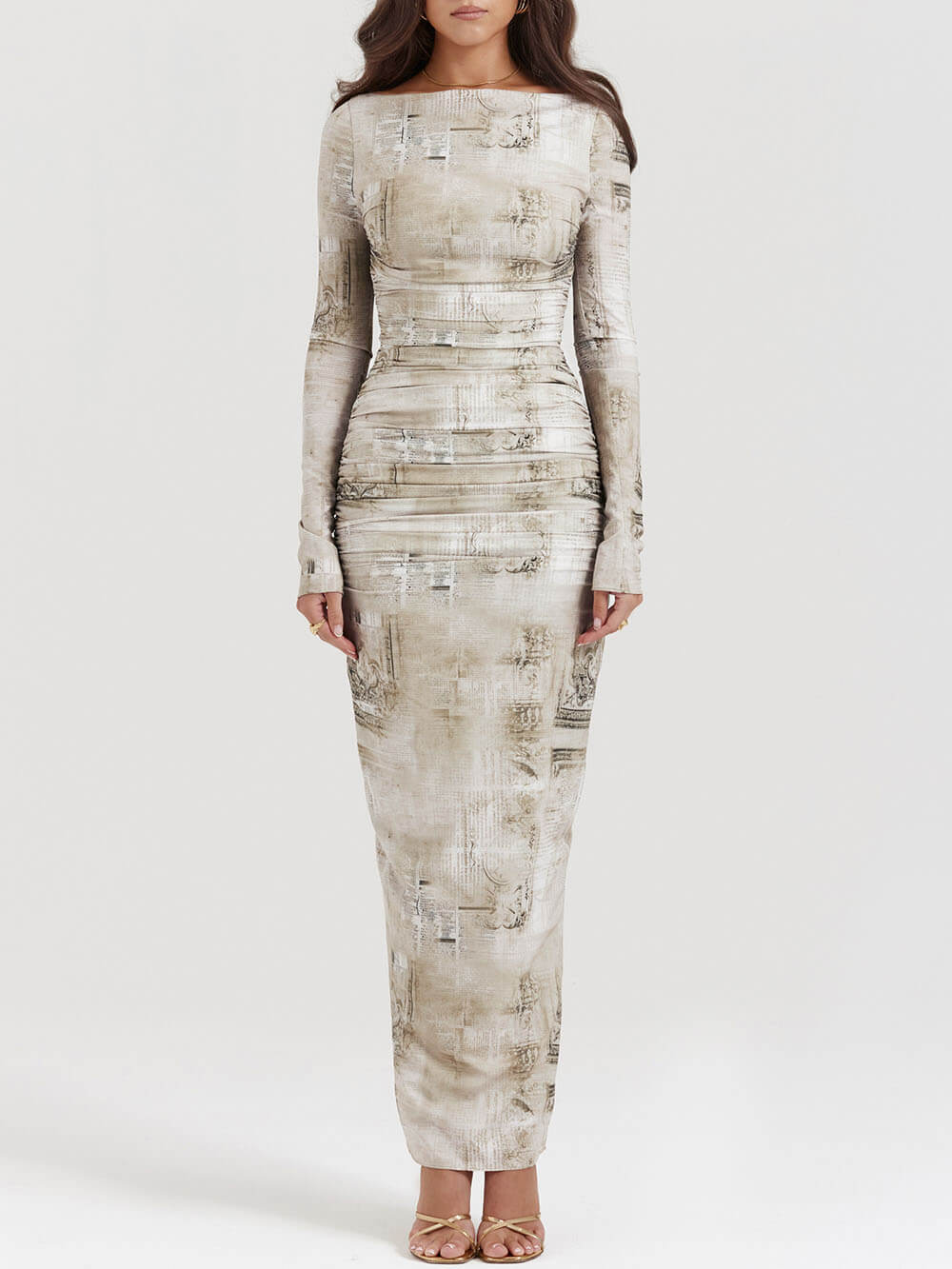 Pale Sage Print Maxi Dress