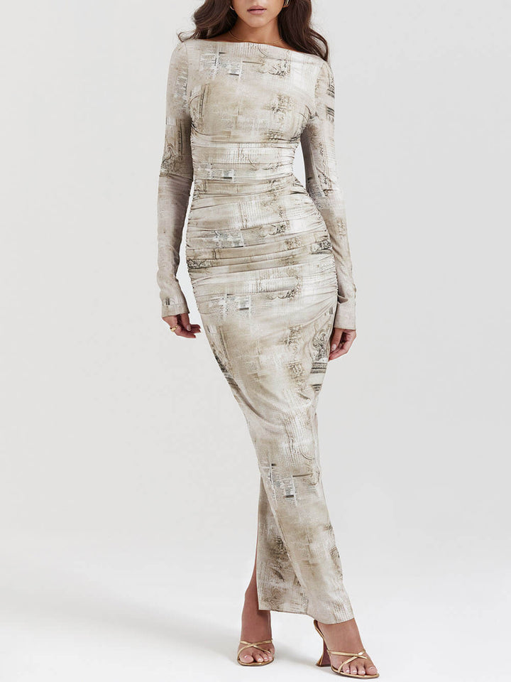 Pale Sage Print Maxi Dress