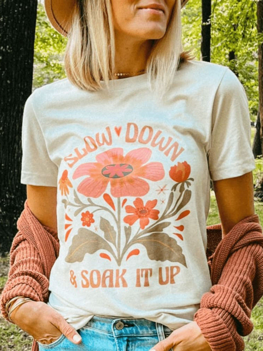 Slow Down grafisk t-skjorte