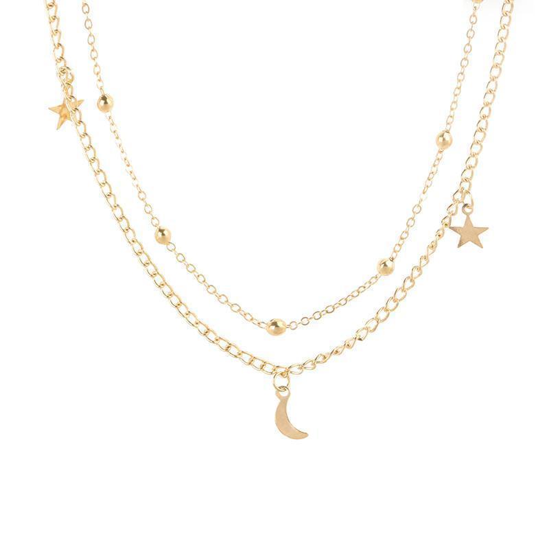 Star & Moon Multi Layer Necklace